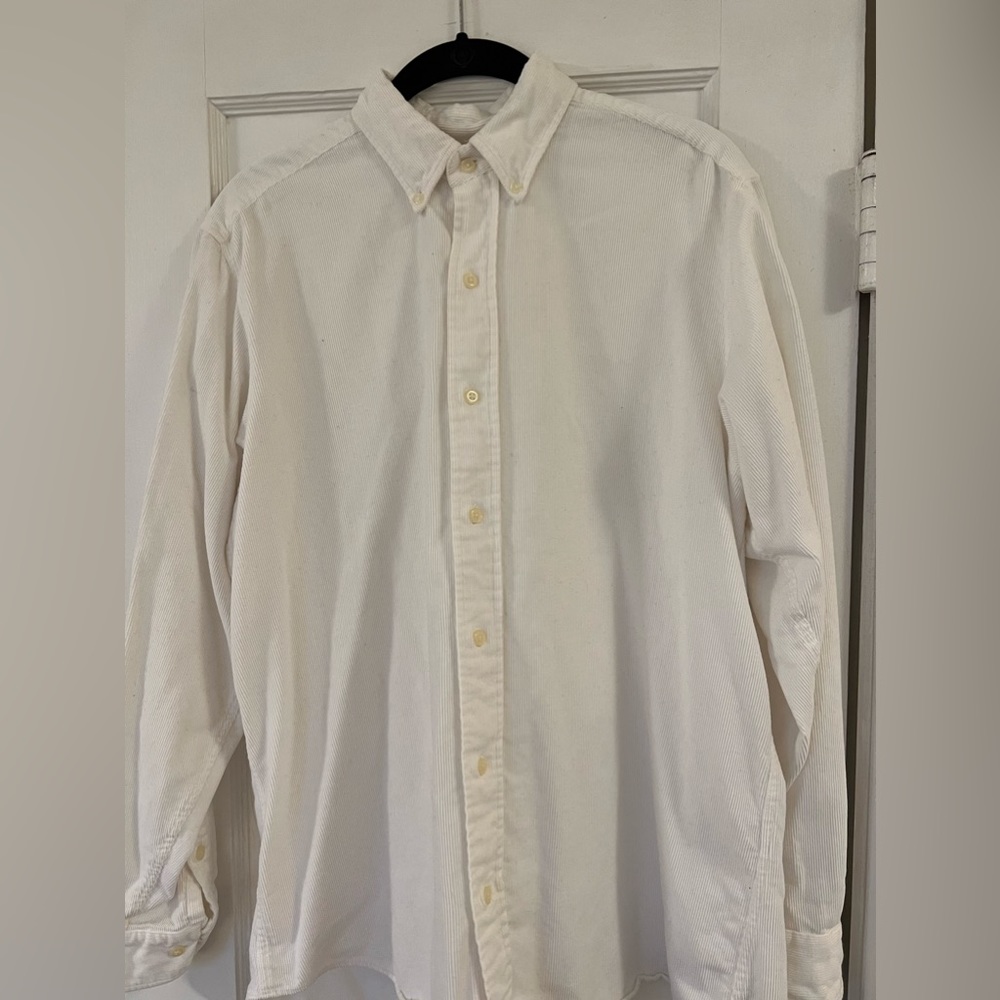 White corduroy button down